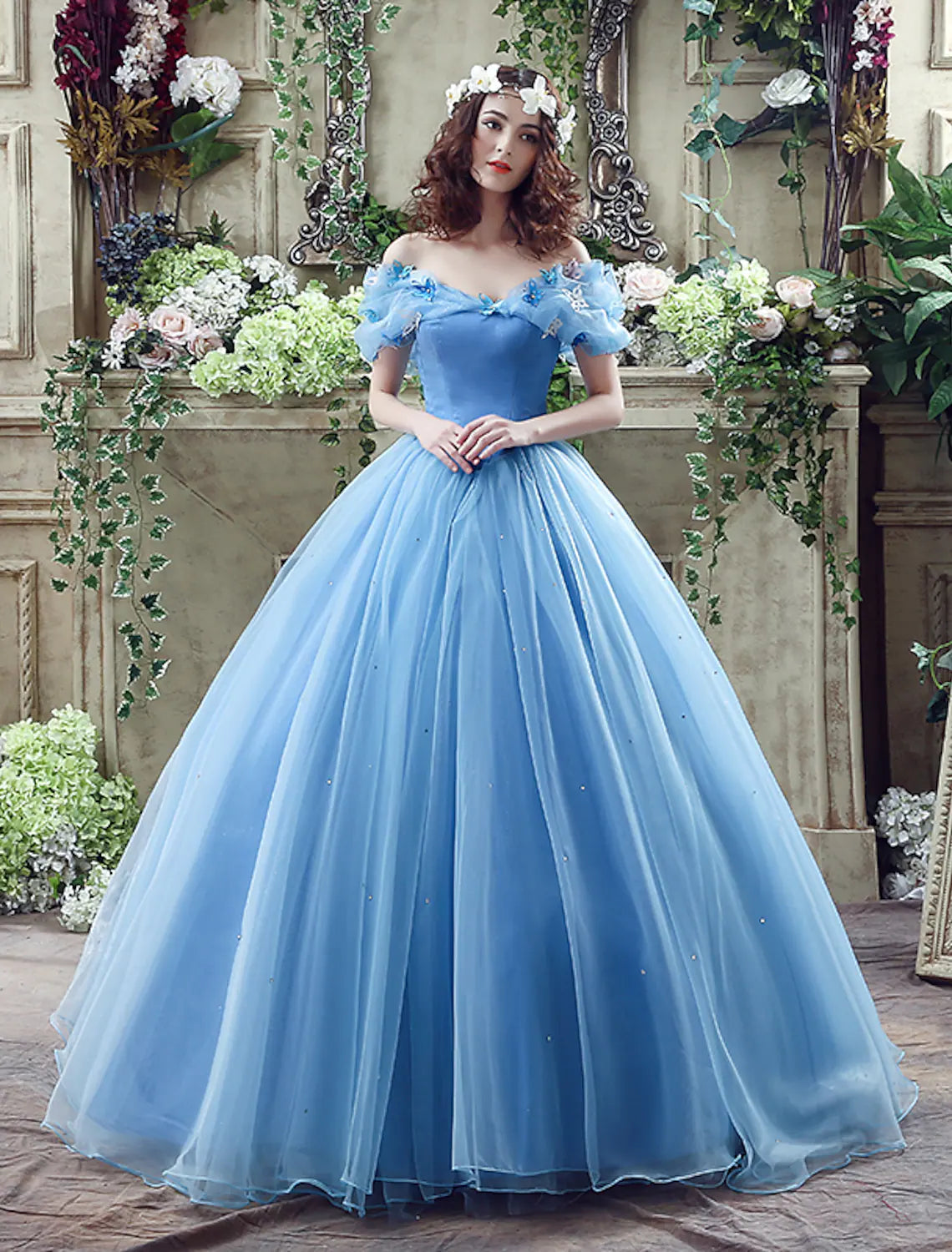 Sexy Dress Quinceanera Short Sleeve Off Shoulder Satin with Appliques