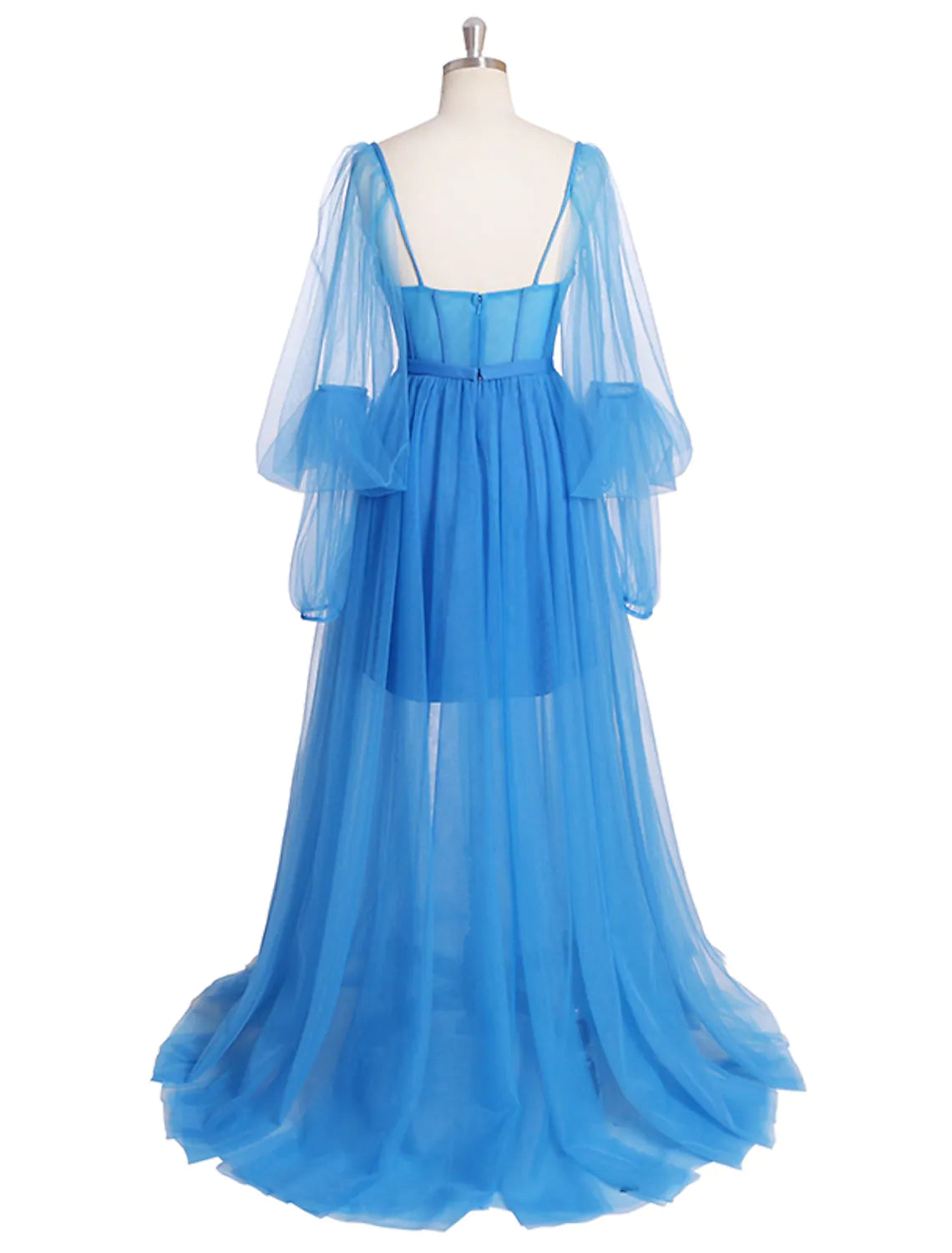 A-Line Corsets Luxurious Elegant Engagement Formal Evening Birthday Dress Long Sleeve Tulle with Pleats