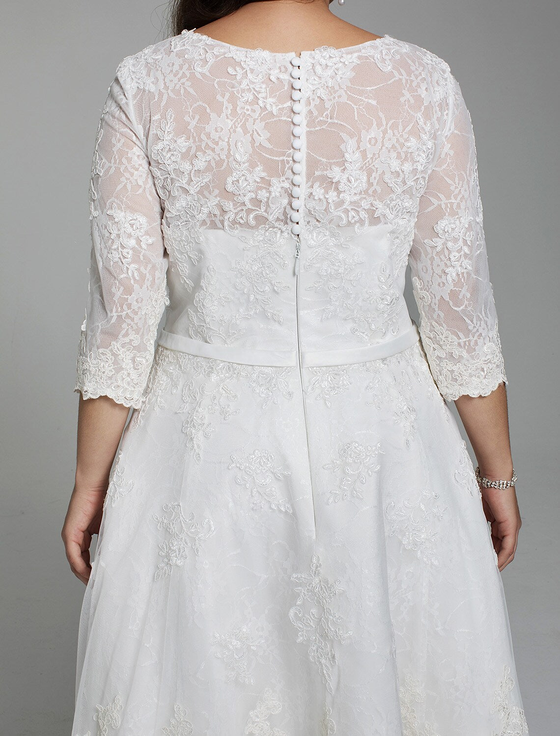 Open Back Dresses Knee Length A-Line Length Sleeve V Neck With Ribbons Bow