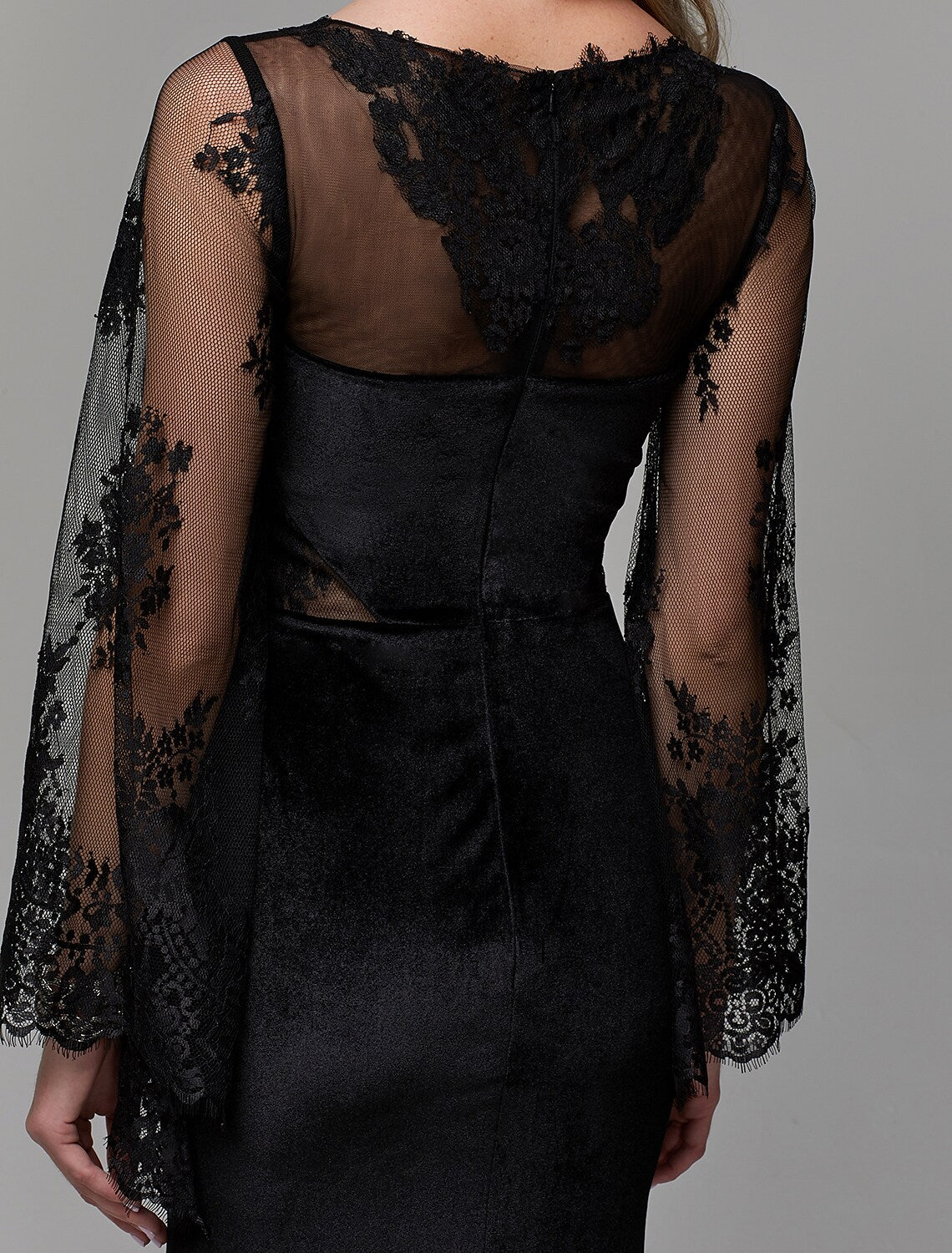 Elegant Dress Wedding Guest Floor Length Long Sleeve Lace