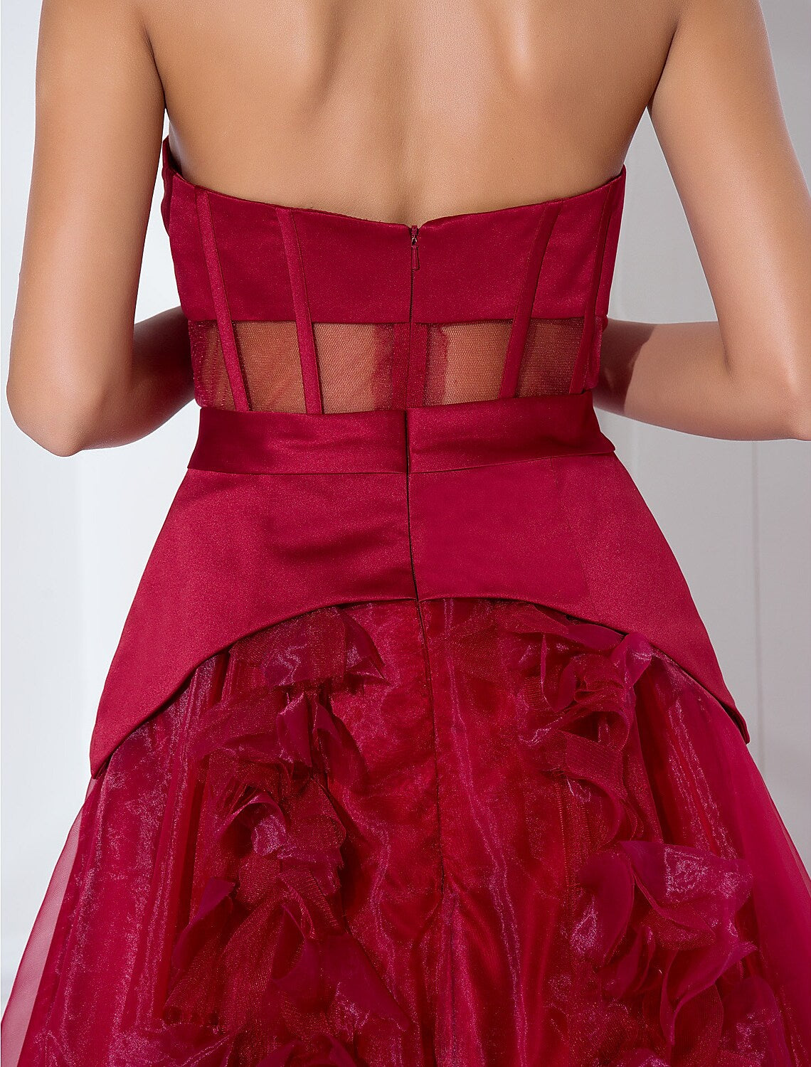 Celebrity Style Dress Holiday Floor Length Sleeveless Strapless Satin with Sash Flower