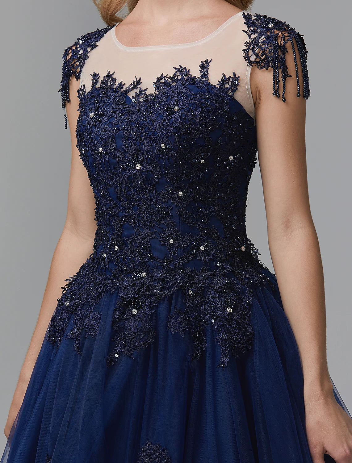 Ball Gown Prom Dresses Sparkle Dress  Long Sleeve Off Shoulder Satin with Beading