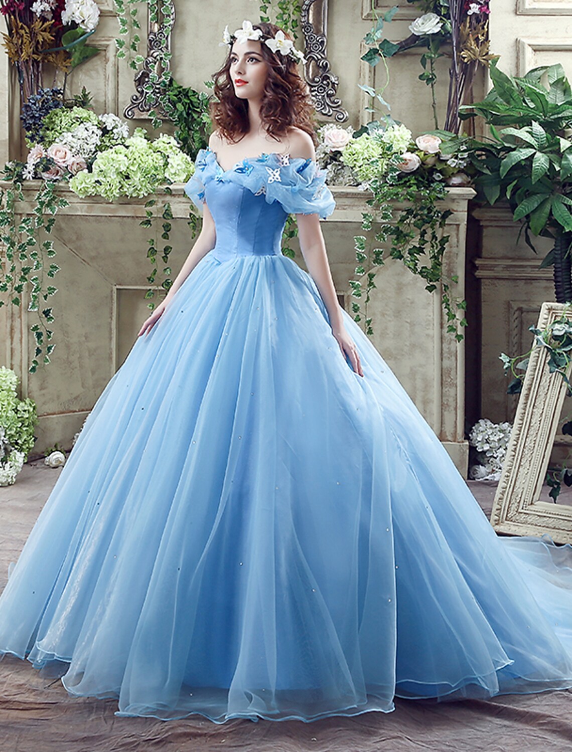 Sexy Dress Quinceanera Short Sleeve Off Shoulder Satin with Appliques