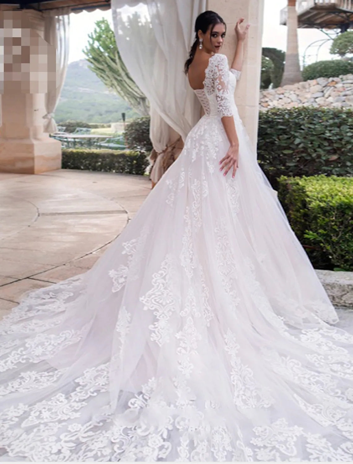 Engagement Open Back Formal Wedding Dresses A-Line Length Sleeve Off Shoulder Lace With