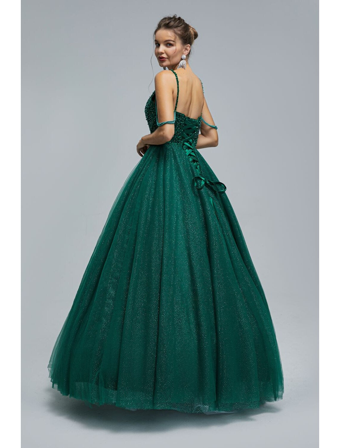 Sparkle Shine Dress Graduation Floor Length Sleeveless Strap Tulle with Pearls Sequin