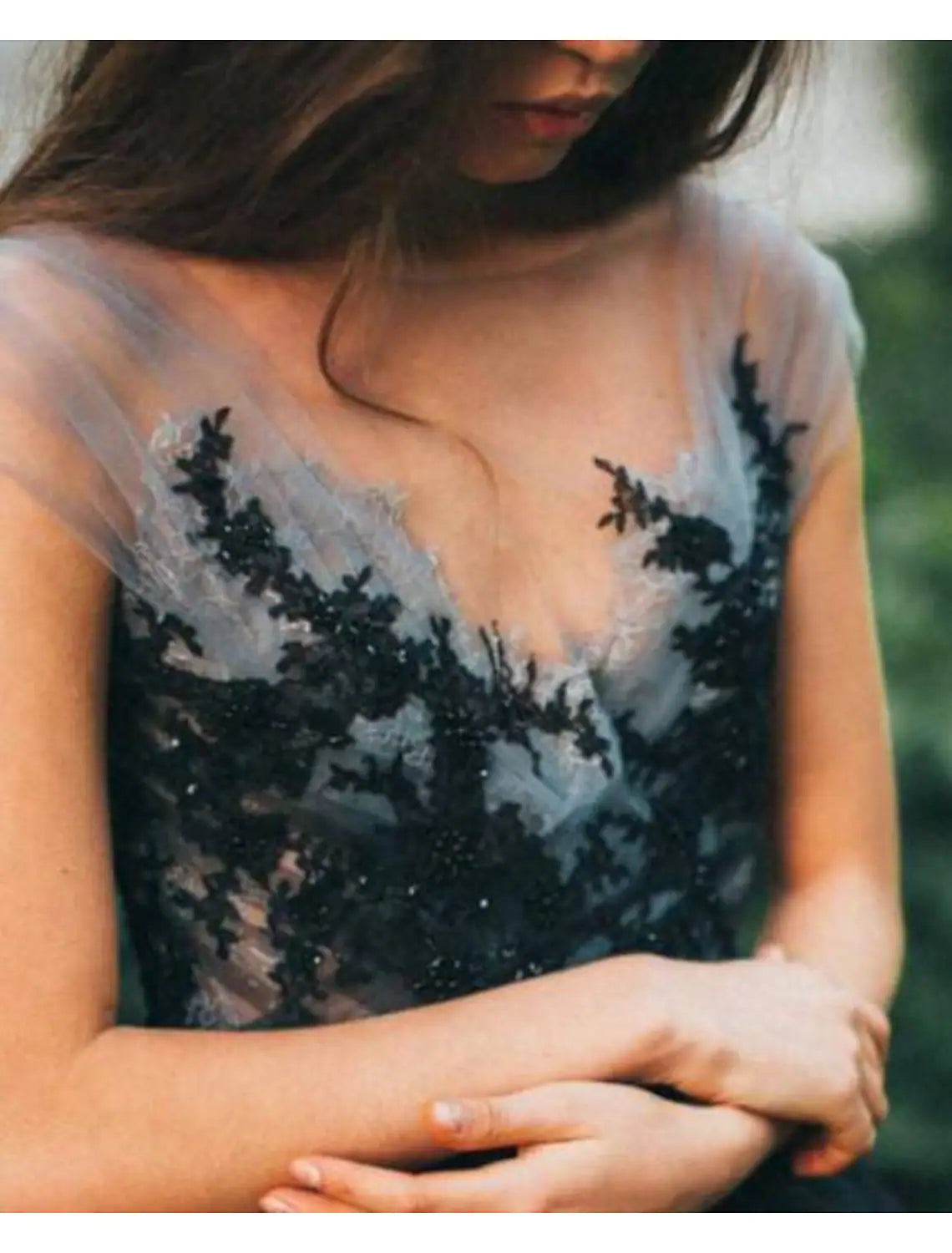 Evening Gown Color Block Dress Engagement Sleeveless V Neck Tulle V Back with Pleats Appliques