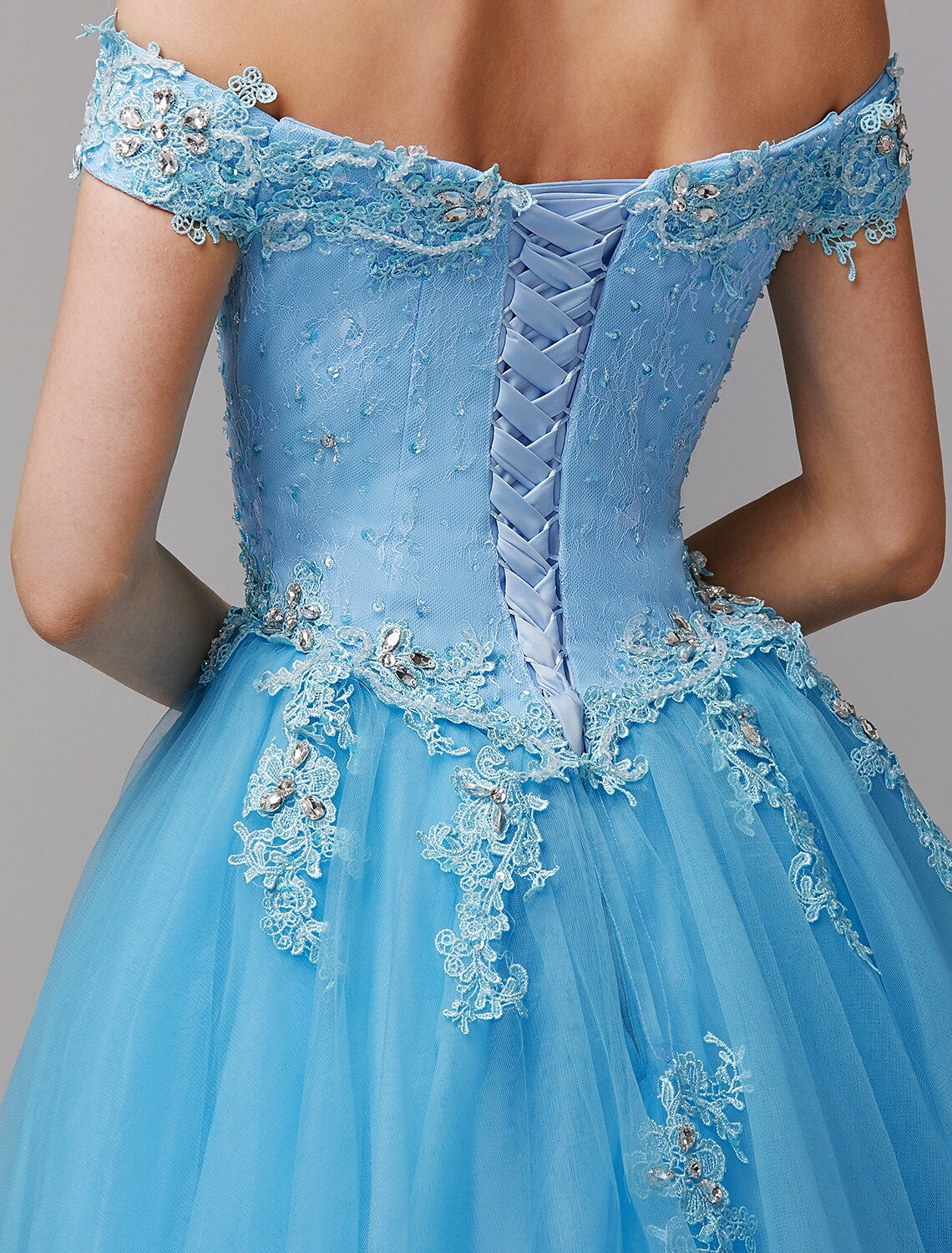 Vintage Dress Evening Floor Length Sleeveless Off Shoulder Lace Appliques