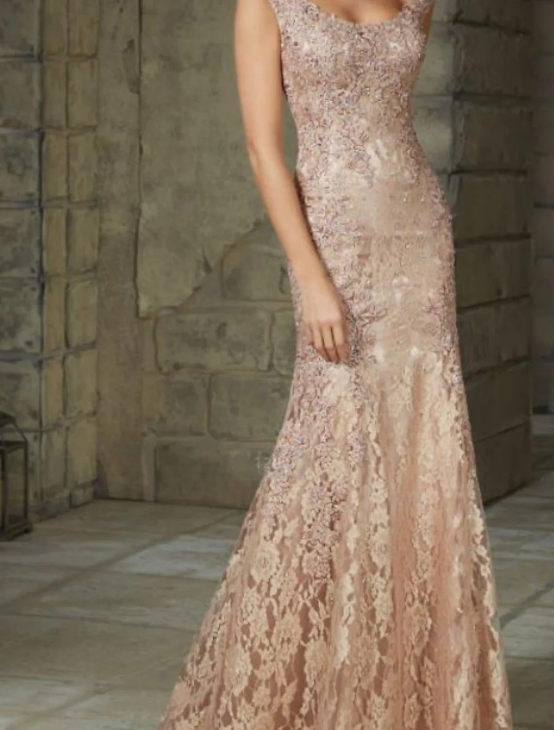 Elegant Floral Wedding Guest Formal Evening Dress Scoop Neck Sleeveless Floor Length Lace