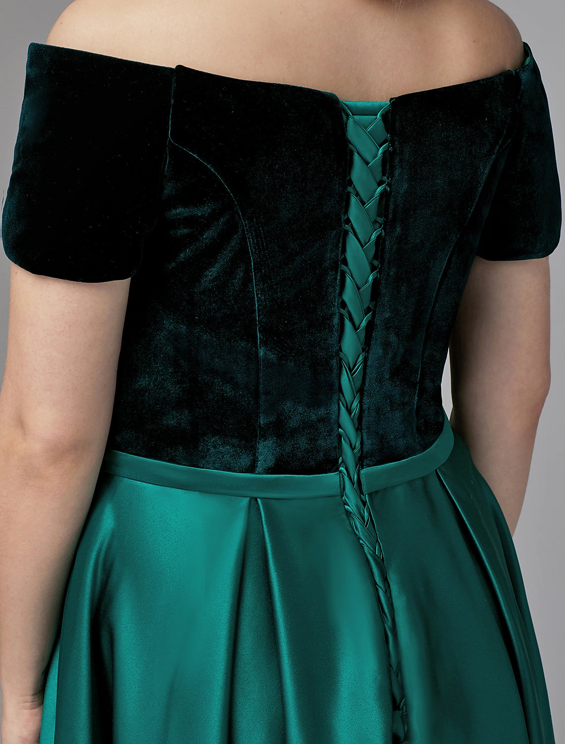 A-Line Special Occasion Dresses Elegant Dress Wedding Guest Floor Length Short Sleeve Off Shoulder Satin with Crystals