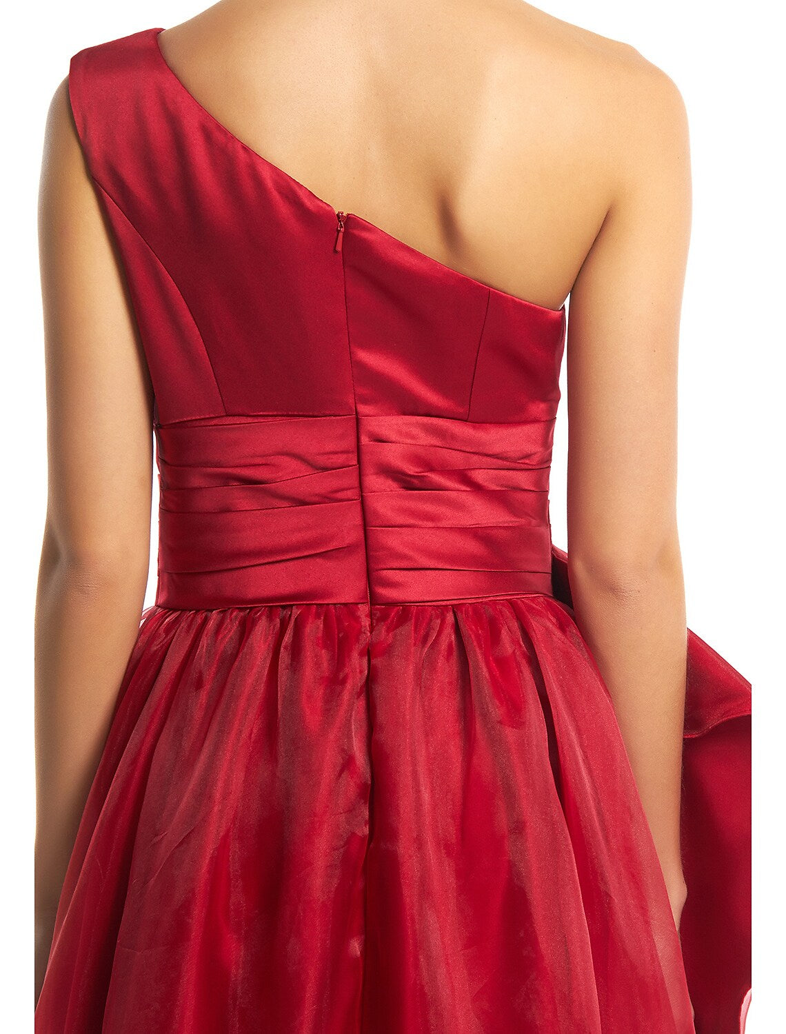 Elegant Prom Formal Evening Dress One Shoulder Sleeveless Floor Length Organza with Side Draping