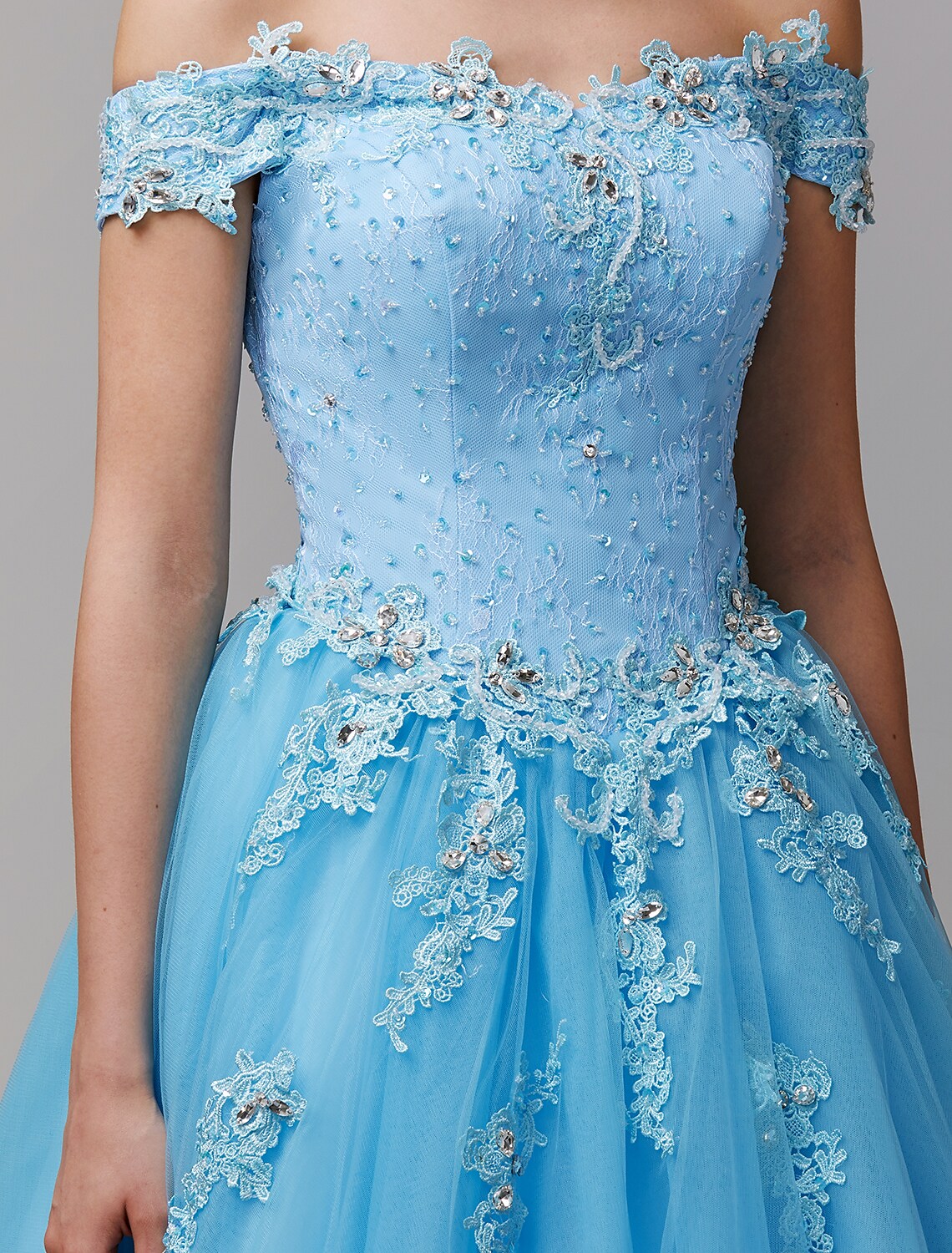 Vintage Dress Evening Floor Length Sleeveless Off Shoulder Lace Appliques