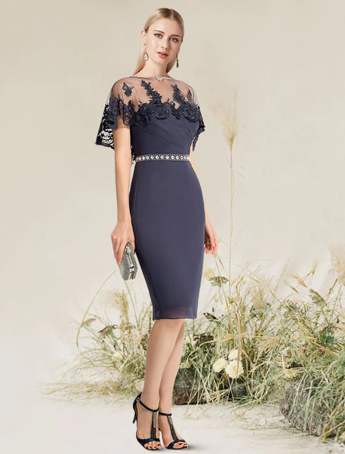 Cocktail Dresses Wedding Knee Length Short Sleeve Strapless Lace