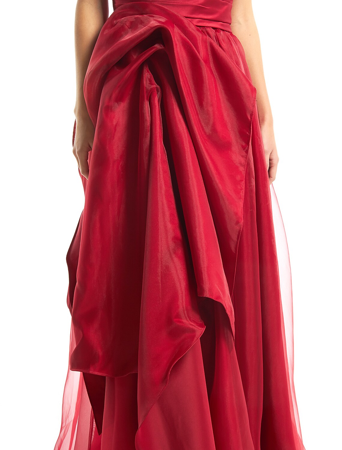 Elegant Prom Formal Evening Dress One Shoulder Sleeveless Floor Length Organza with Side Draping